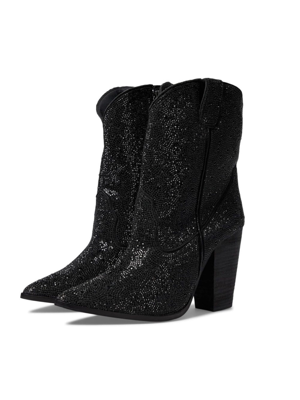 Dingo Black Rhinestone Western Heel Booties- Women 7 New in Box